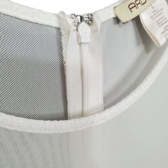 Vintage Arden B L Dress BodyCon Sheer Cut Out Long Sleeve Winter White Trendy - Picture 5 of 14